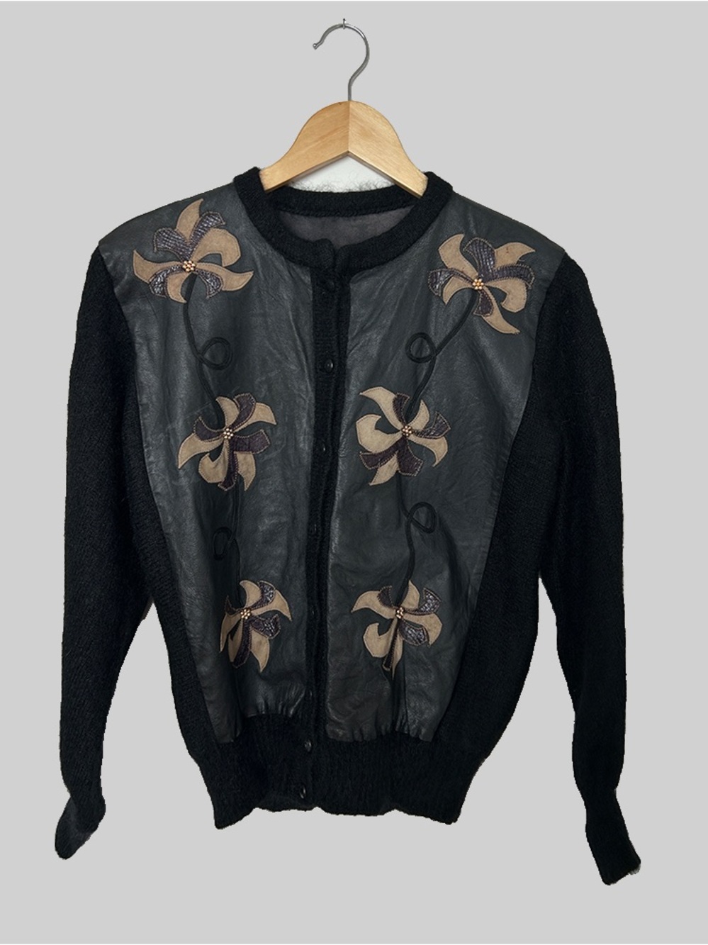 Vintage Italian Leather and Mohair Cardigan